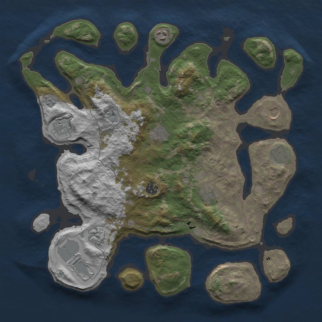 Rust Map: Barren, Size: 4001, Seed: 100, 13 Monuments