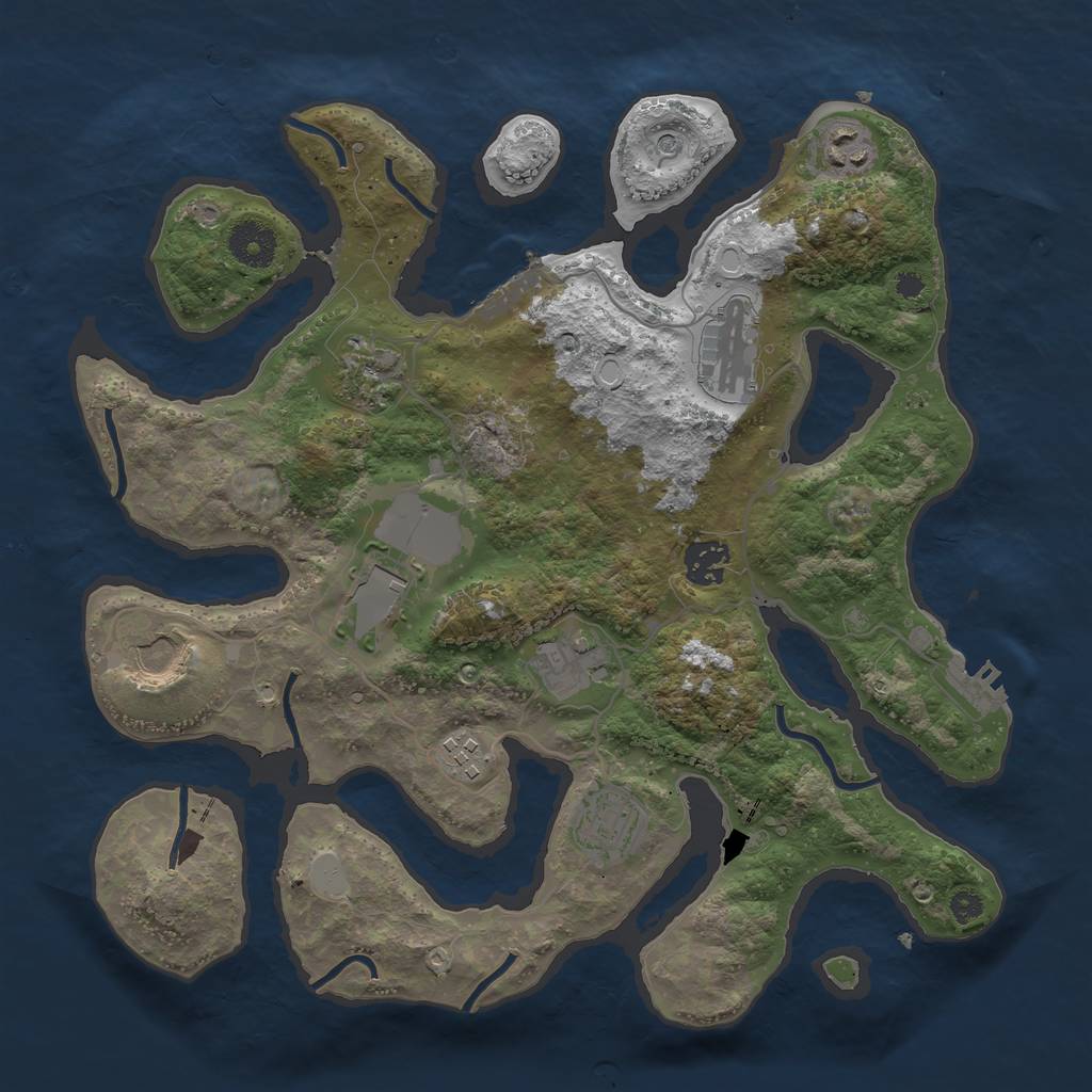 Rust Map: Procedural Map, Size: 3500, Seed: 1791891217, 17 Monuments