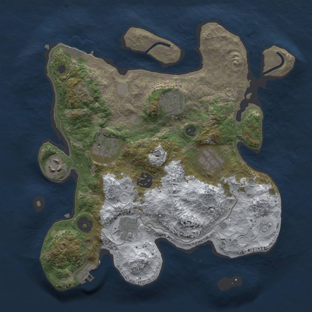 Rust Map: Procedural Map, Size: 3000, Seed: 1857961090, 14 Monuments