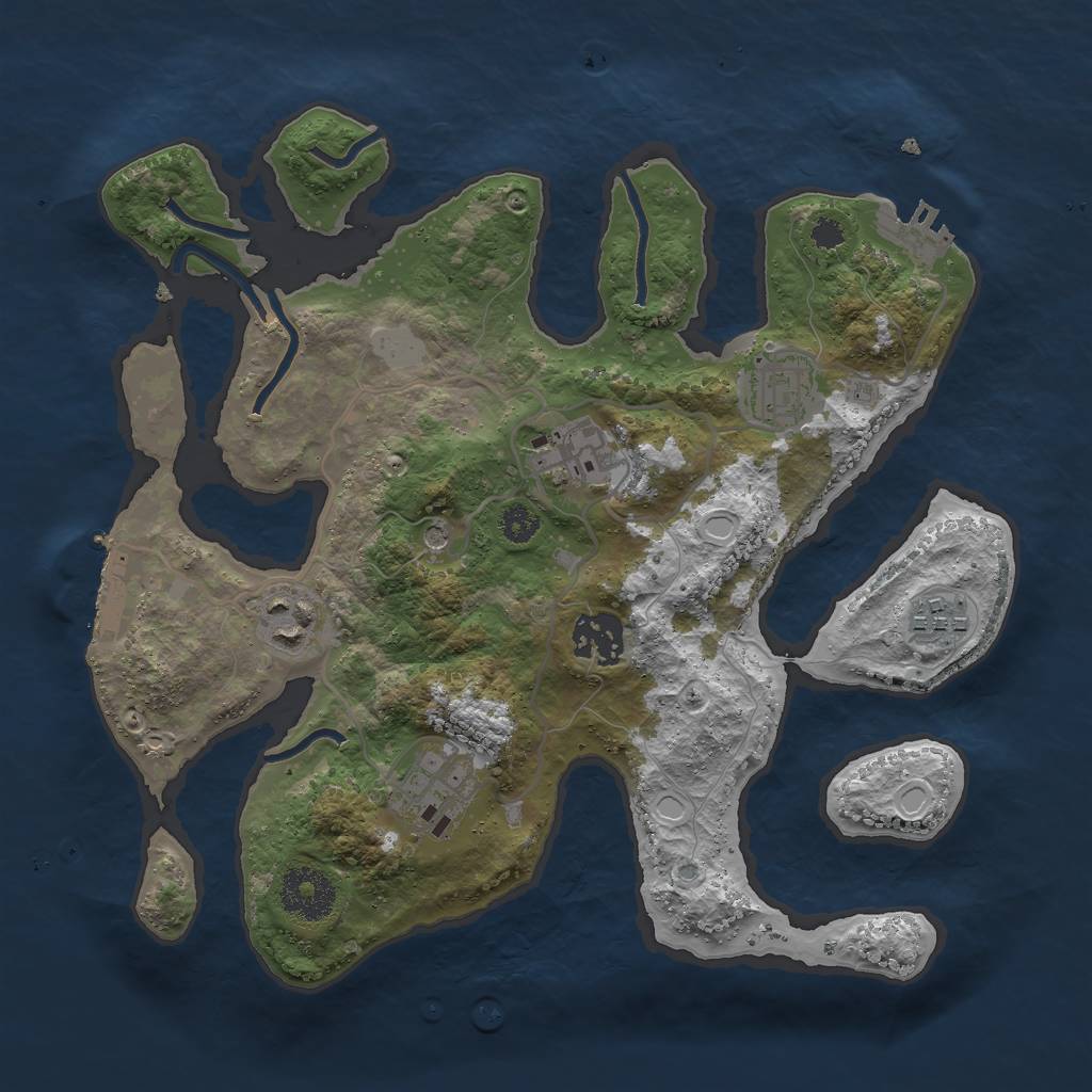 Rust Map: Procedural Map, Size: 3000, Seed: 1081663110, 14 Monuments