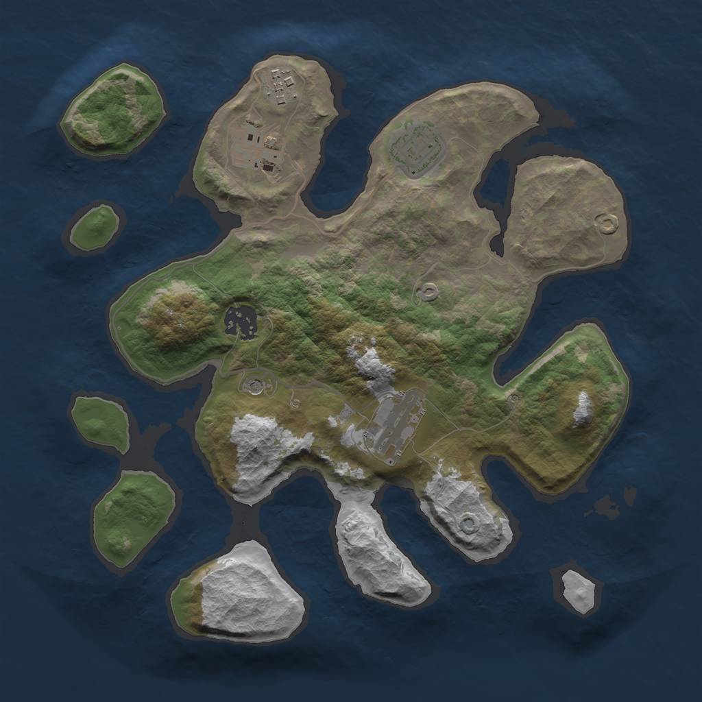 Rust Map: Barren, Size: 3000, Seed: 318825658, 8 Monuments