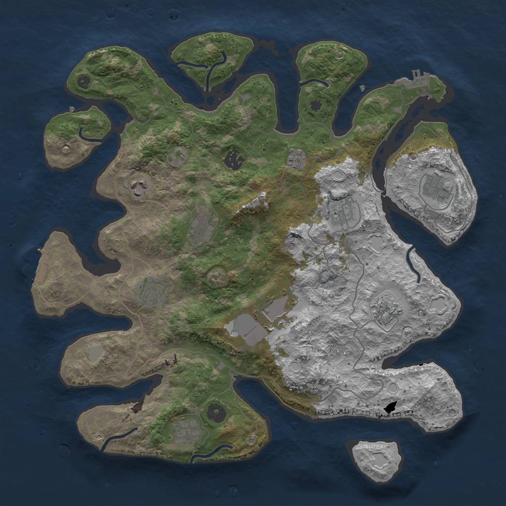 Rust Map: Procedural Map, Size: 4000, Seed: 654440701, 18 Monuments