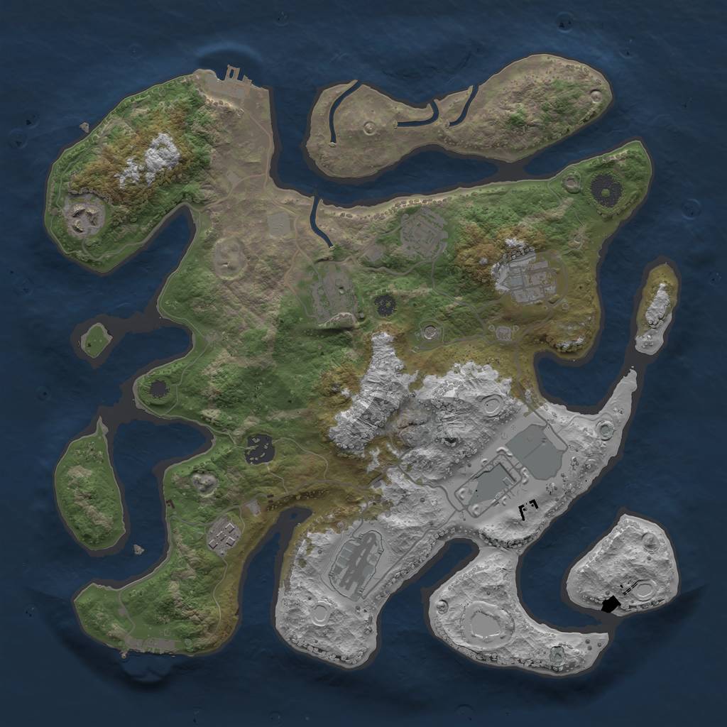 Rust Map: Procedural Map, Size: 3500, Seed: 106792937, 16 Monuments