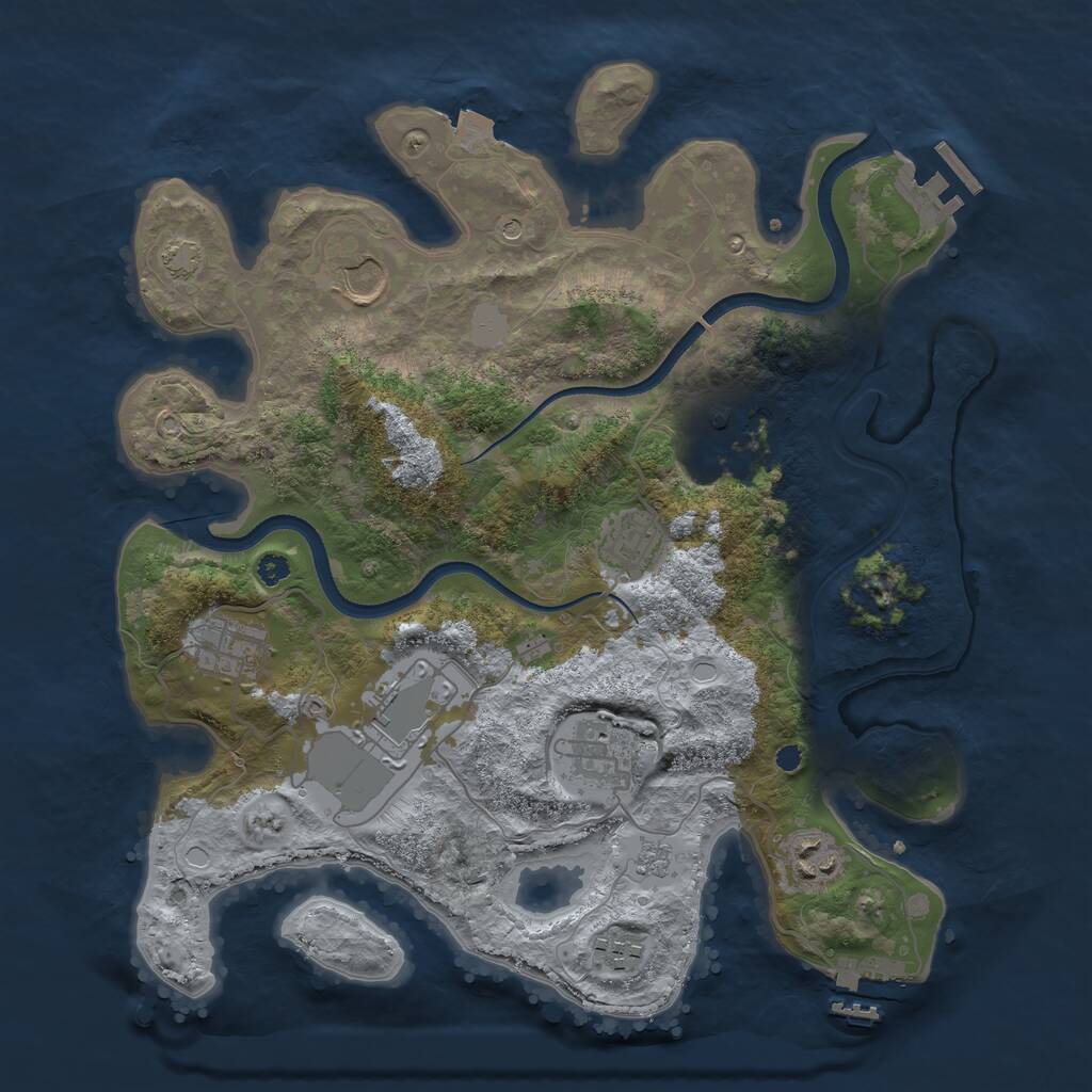 Rust Map: Procedural Map, Size: 3500, Seed: 335716055, 14 Monuments