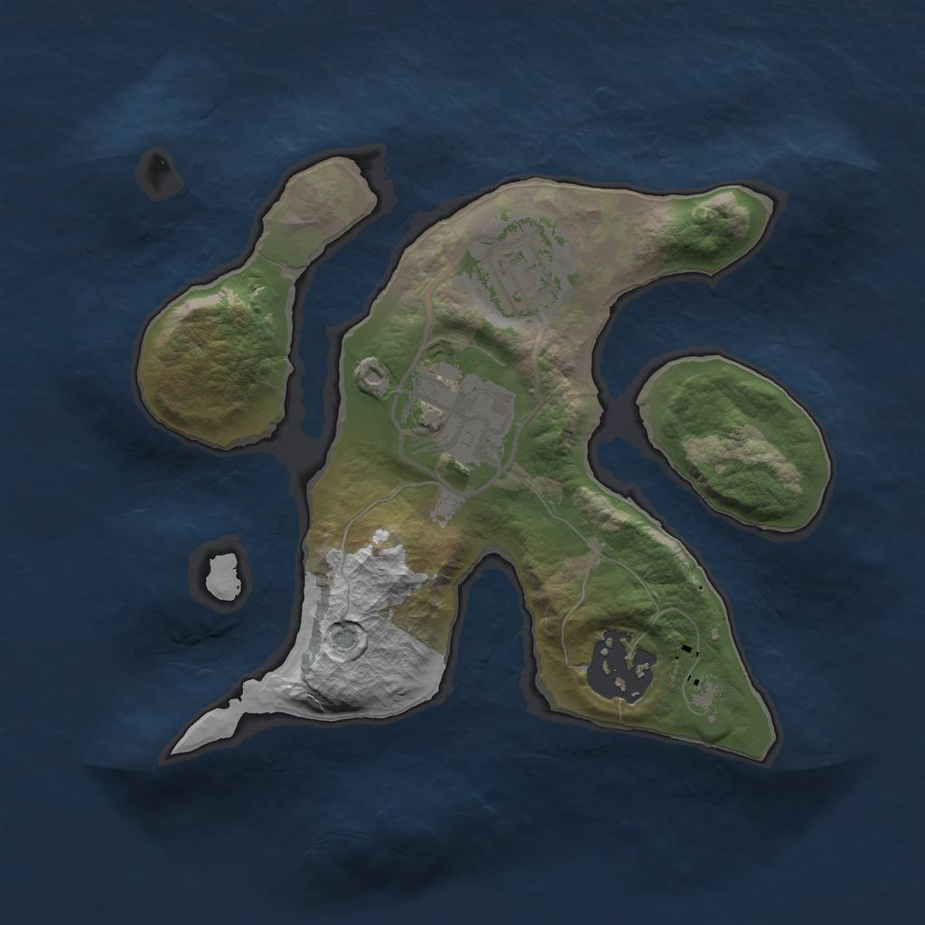 Rust Map: Barren, Size: 2000, Seed: 6590812, 5 Monuments