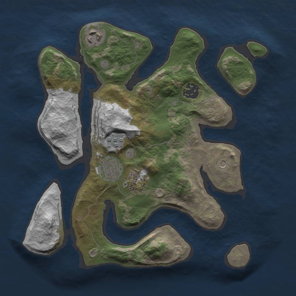 Rust Map: Barren, Size: 2800, Seed: 6541327, 8 Monuments