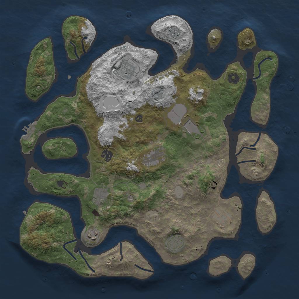 Rust Map: Procedural Map, Size: 3900, Seed: 423409, 16 Monuments