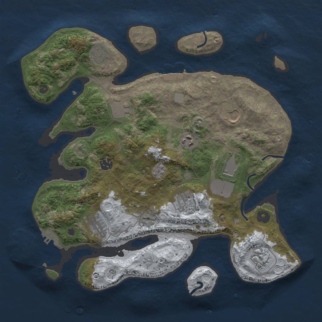 Rust Map: Procedural Map, Size: 3700, Seed: 1809802391, 19 Monuments