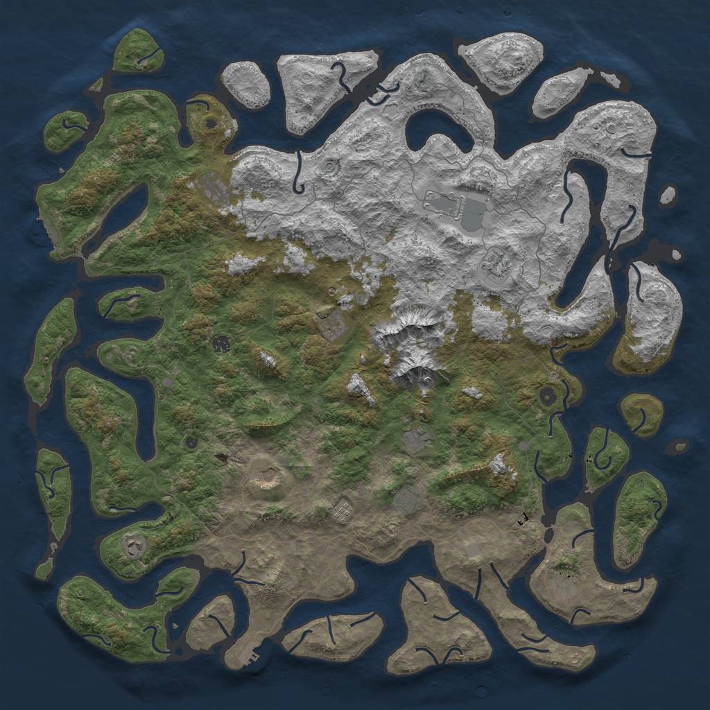 Rust Map: Procedural Map, Size: 6000, Seed: 408529048, 19 Monuments