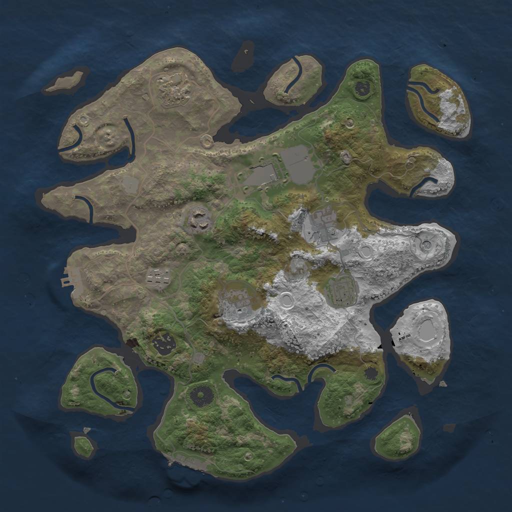 Rust Map: Procedural Map, Size: 3500, Seed: 5673423, 16 Monuments