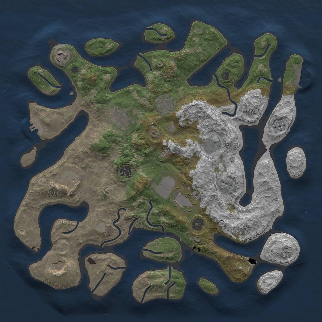 Rust Map: Procedural Map, Size: 3932, Seed: 21306534, 17 Monuments