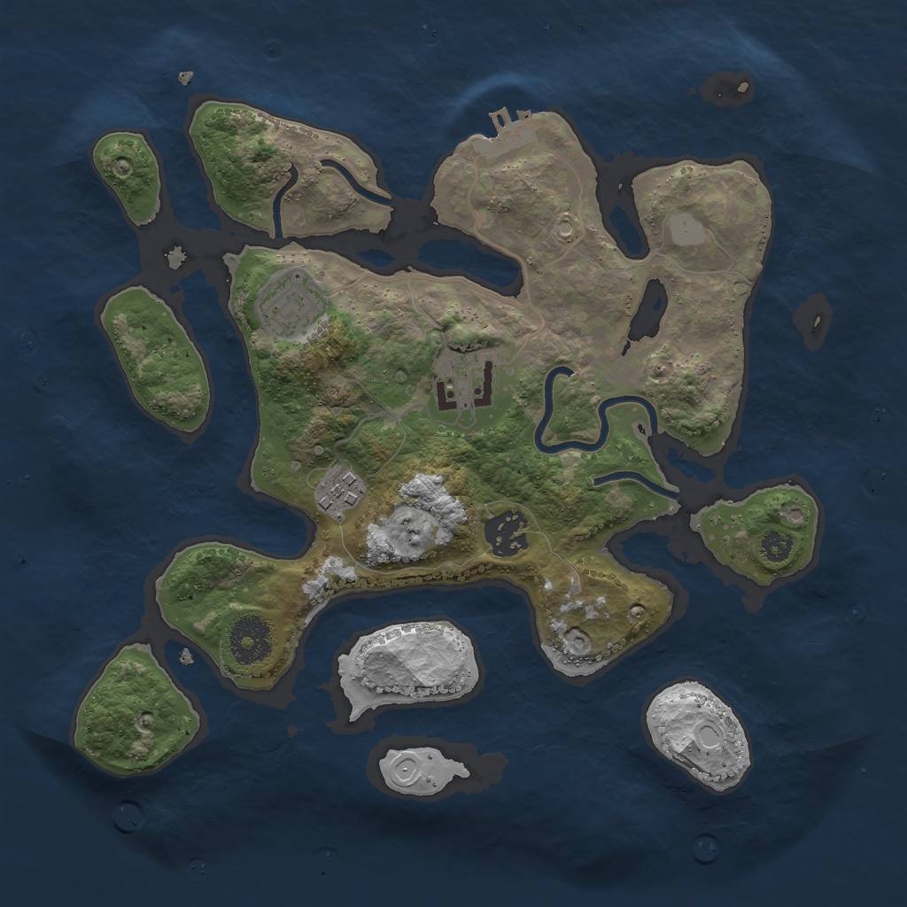 Rust Map: Procedural Map, Size: 3000, Seed: 878726597, 10 Monuments