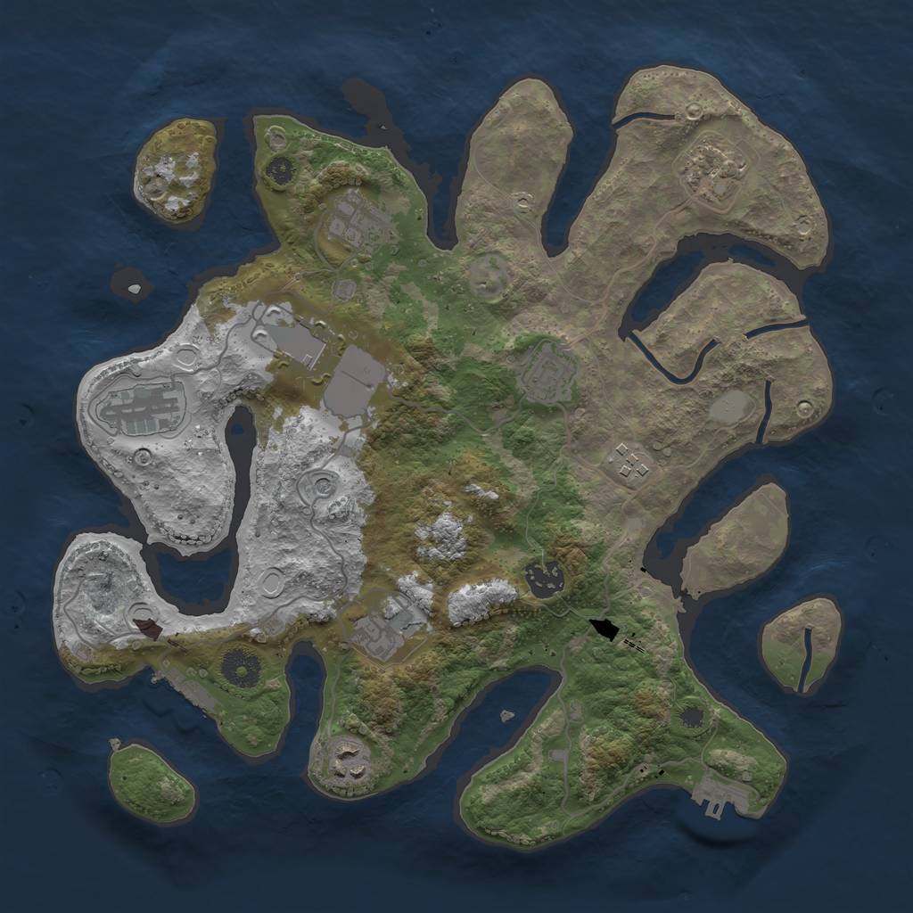 Rust Map: Procedural Map, Size: 3500, Seed: 1735182329, 17 Monuments