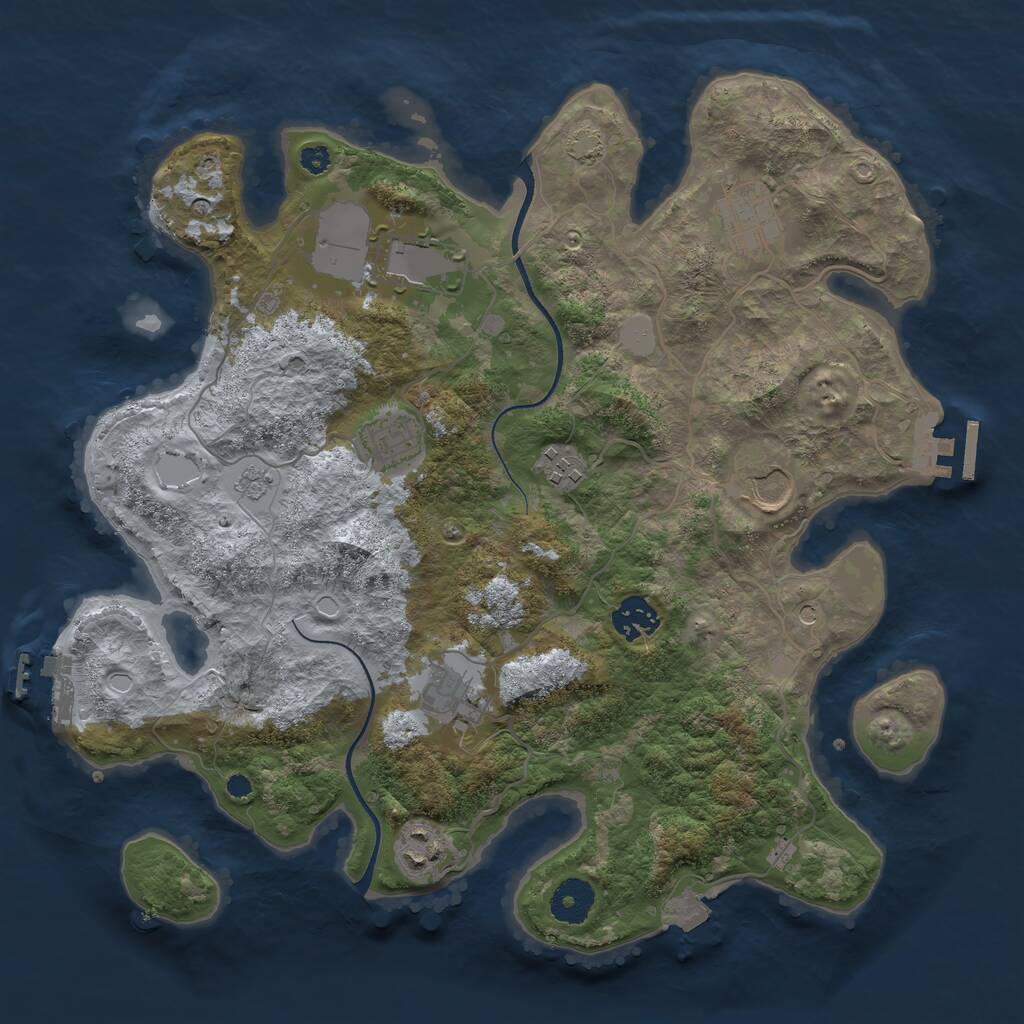Rust Map: Procedural Map, Size: 3500, Seed: 1735182329, 14 Monuments