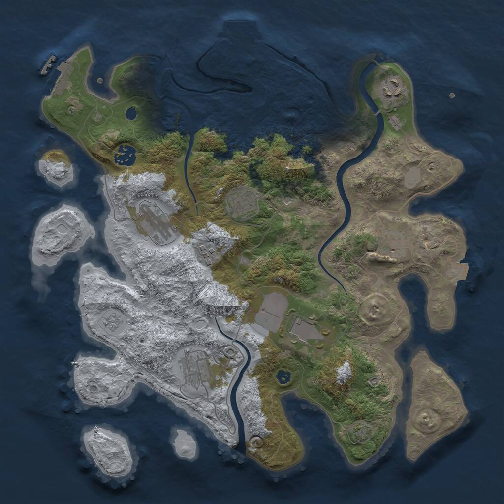 Rust Map: Procedural Map, Size: 3500, Seed: 885967358, 14 Monuments