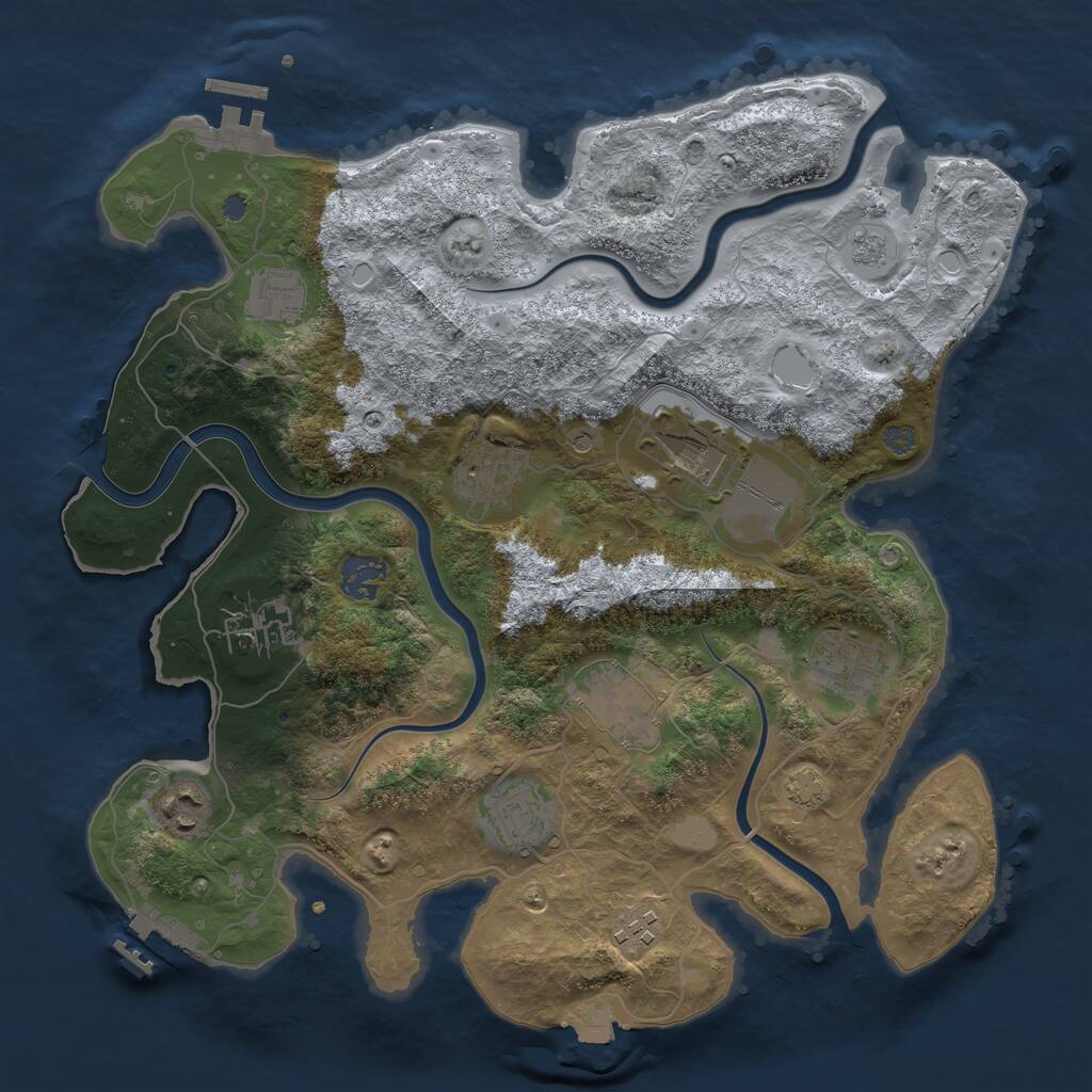 Rust Map: Procedural Map, Size: 3500, Seed: 81980808, 17 Monuments