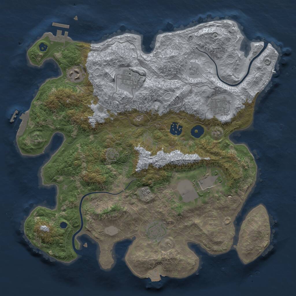 Rust Map: Procedural Map, Size: 3500, Seed: 81980808, 13 Monuments