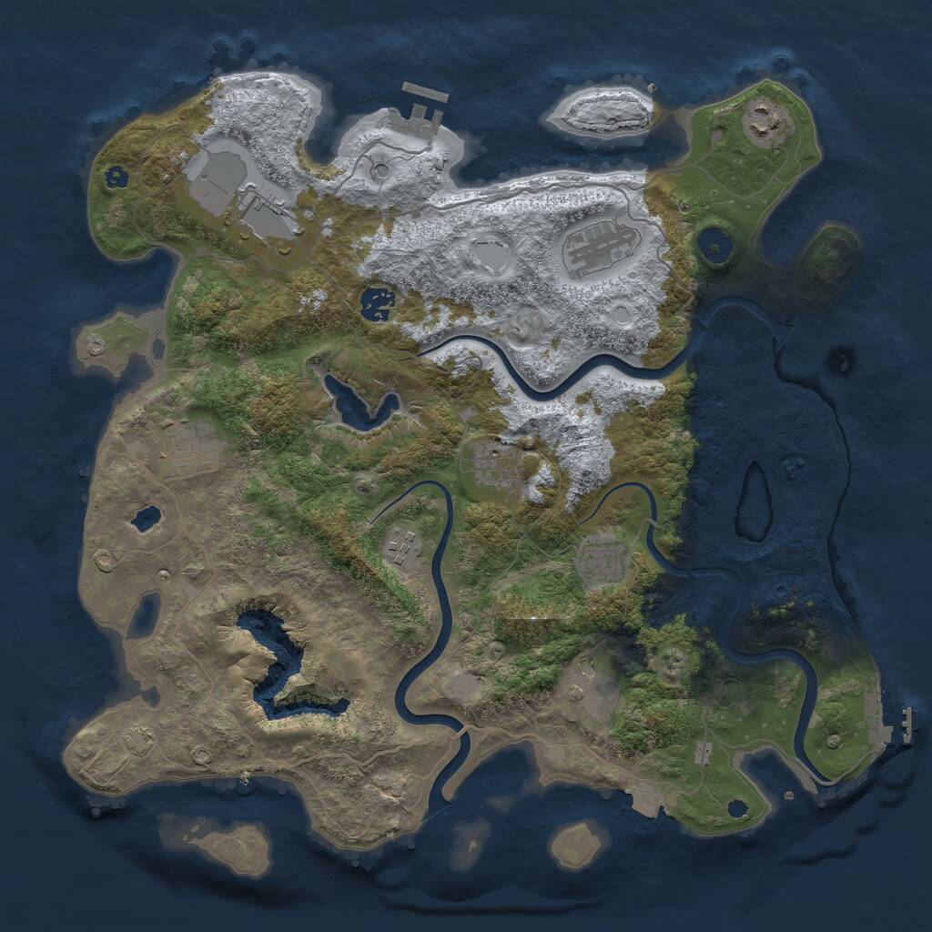 Rust Map: Procedural Map, Size: 4000, Seed: 1949477791, 14 Monuments