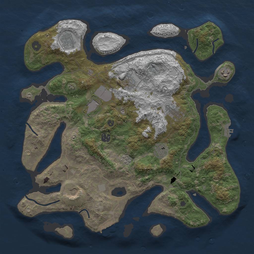 Rust Map: Procedural Map, Size: 4000, Seed: 1949477791, 17 Monuments