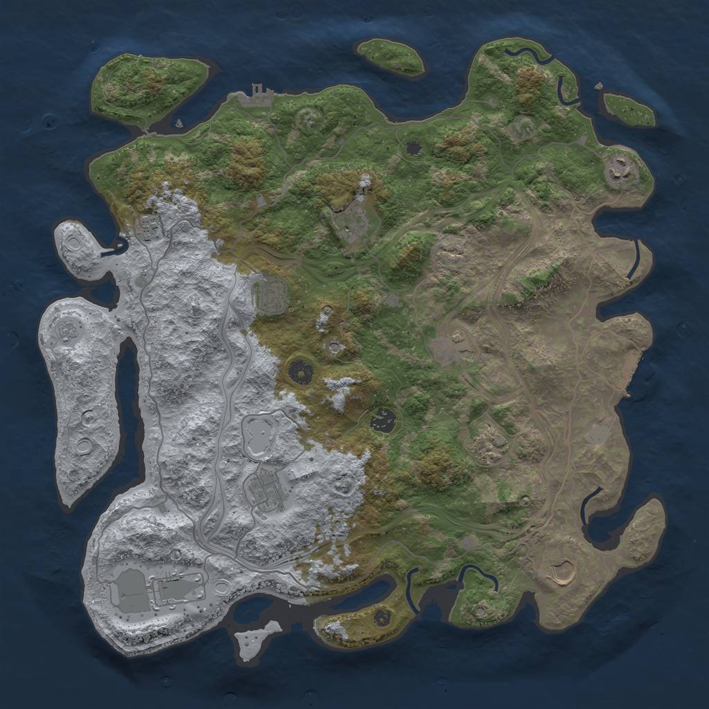 Rust Map: Procedural Map, Size: 4300, Seed: 54286784, 17 Monuments