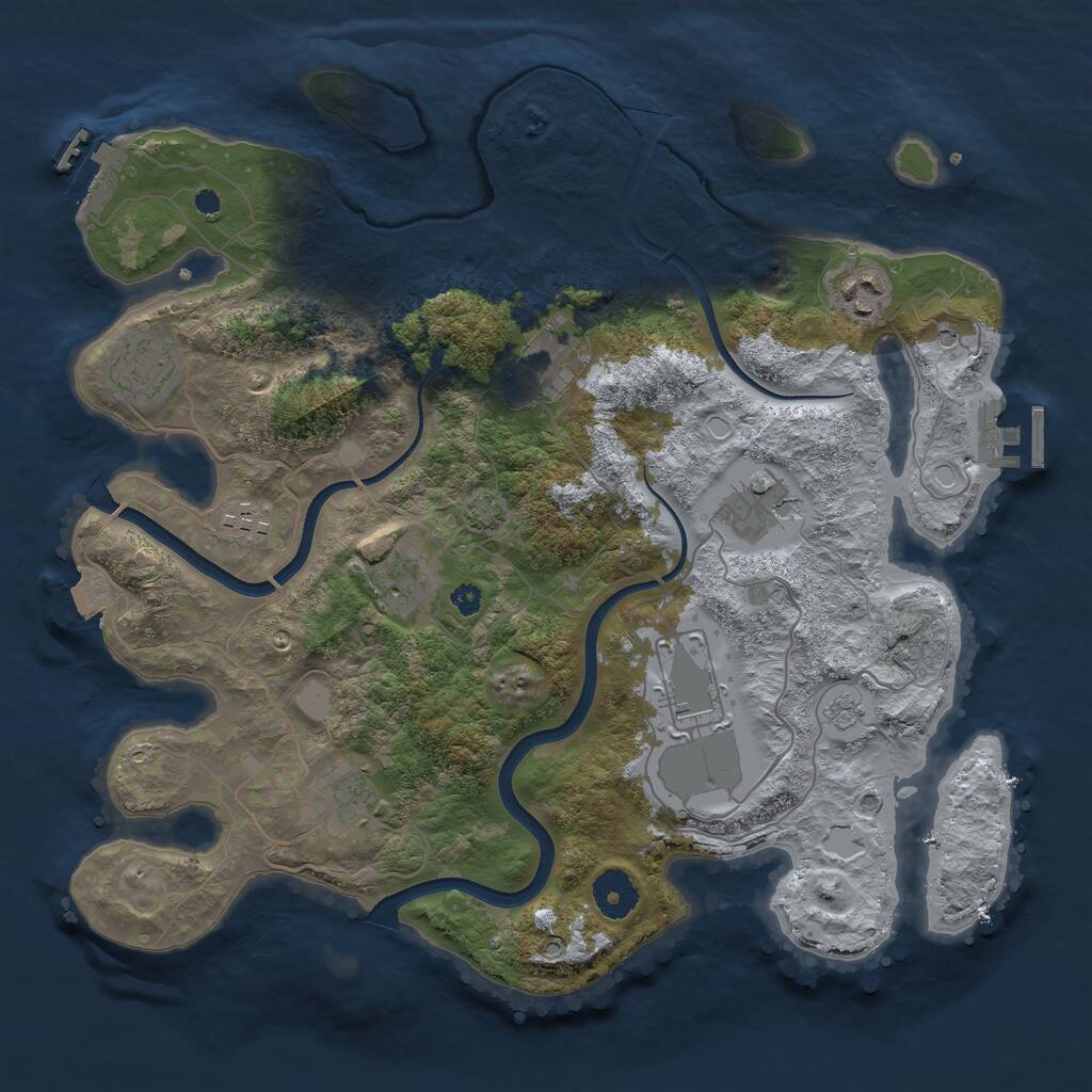 Rust Map: Procedural Map, Size: 3550, Seed: 538813, 14 Monuments