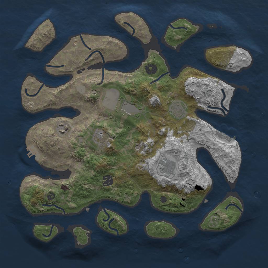 Rust Map: Procedural Map, Size: 3500, Seed: 30426500, 14 Monuments