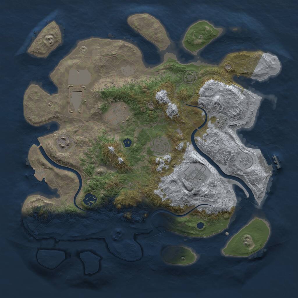 Rust Map: Procedural Map, Size: 3500, Seed: 30426500, 11 Monuments