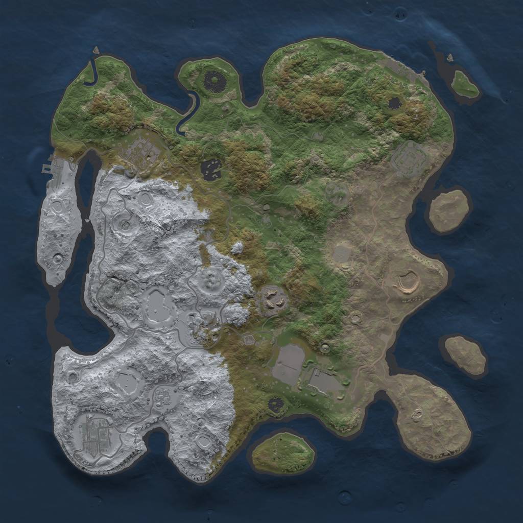 Rust Map: Procedural Map, Size: 3500, Seed: 1725672843, 17 Monuments