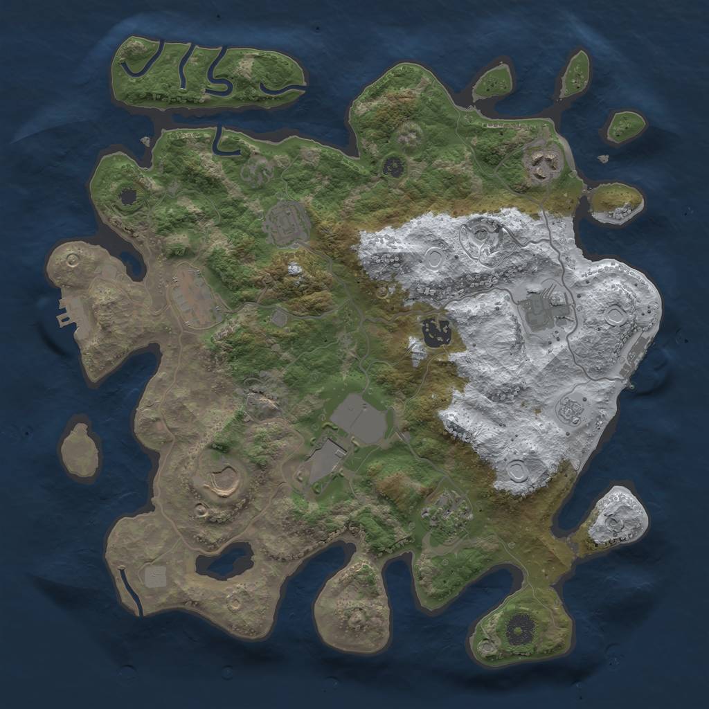 Rust Map: Procedural Map, Size: 3500, Seed: 181, 17 Monuments