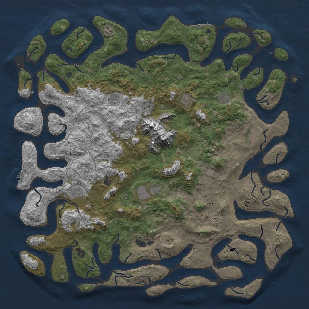 Rust Map: Procedural Map, Size: 6000, Seed: 804297704, 19 Monuments