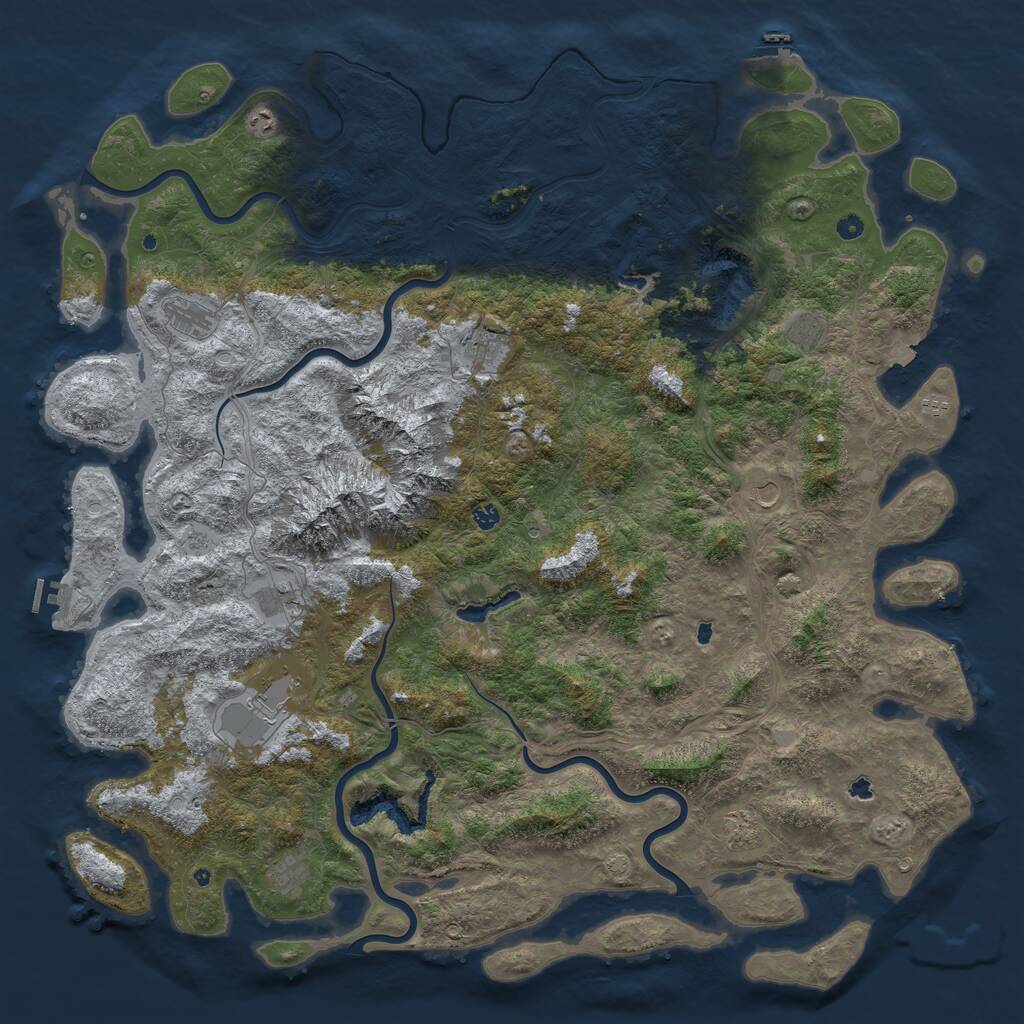 Rust Map: Procedural Map, Size: 6000, Seed: 804297704, 17 Monuments