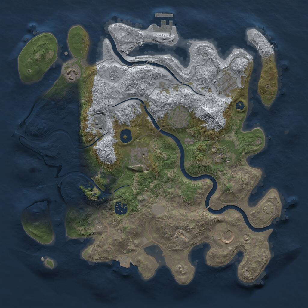 Rust Map: Procedural Map, Size: 3500, Seed: 945441215, 13 Monuments