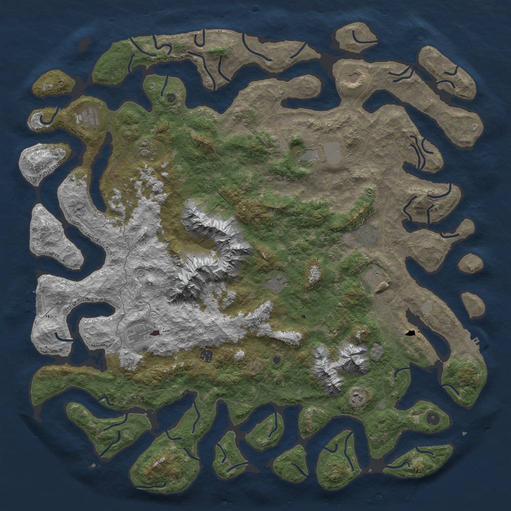 Rust Map: Procedural Map, Size: 6000, Seed: 98338912, 19 Monuments