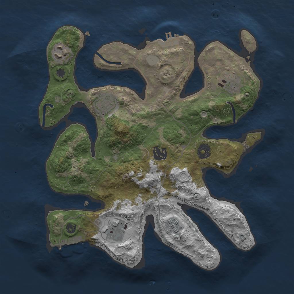 Rust Map: Procedural Map, Size: 3000, Seed: 1688992396, 13 Monuments