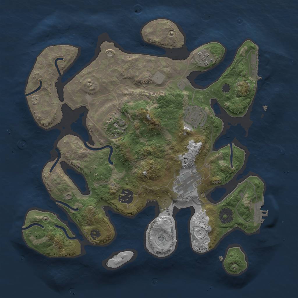 Rust Map: Procedural Map, Size: 3000, Seed: 53003, 13 Monuments