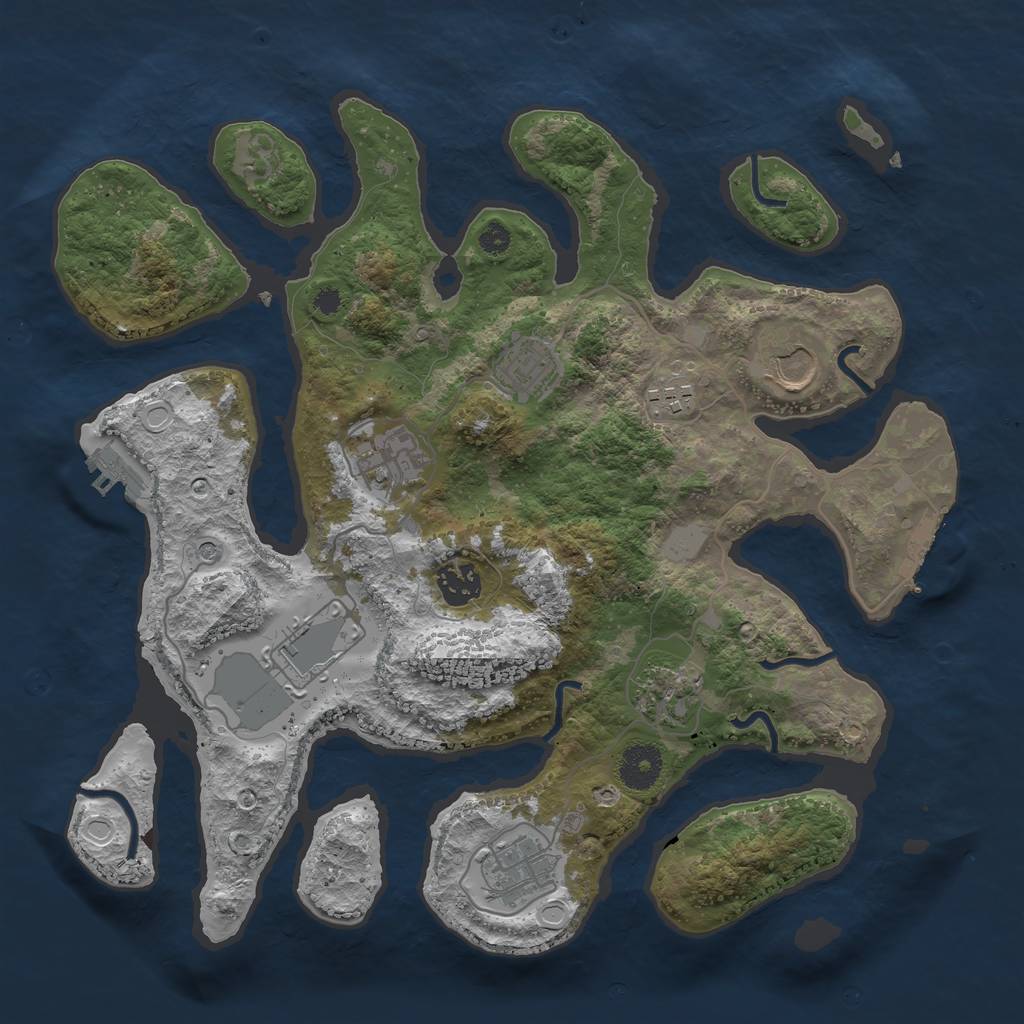 Rust Map: Procedural Map, Size: 3500, Seed: 2122, 16 Monuments