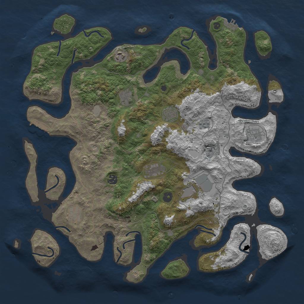 Rust Map: Procedural Map, Size: 4500, Seed: 88823435, 17 Monuments