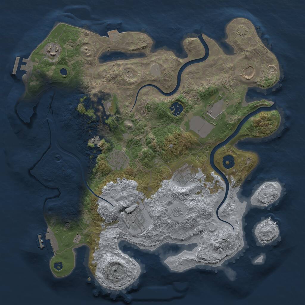 Rust Map: Procedural Map, Size: 3500, Seed: 1651125294, 15 Monuments