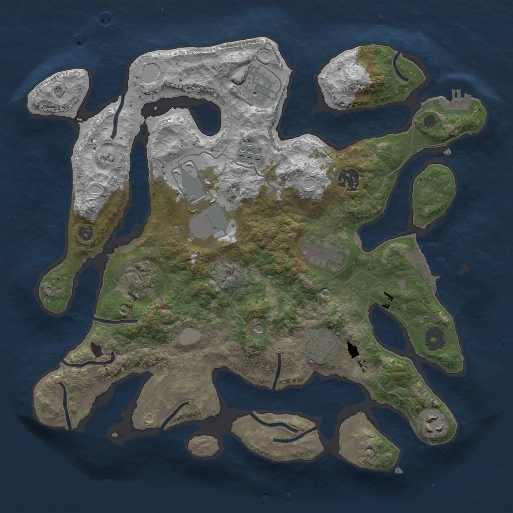 Rust Map: Procedural Map, Size: 3500, Seed: 1476166010, 16 Monuments