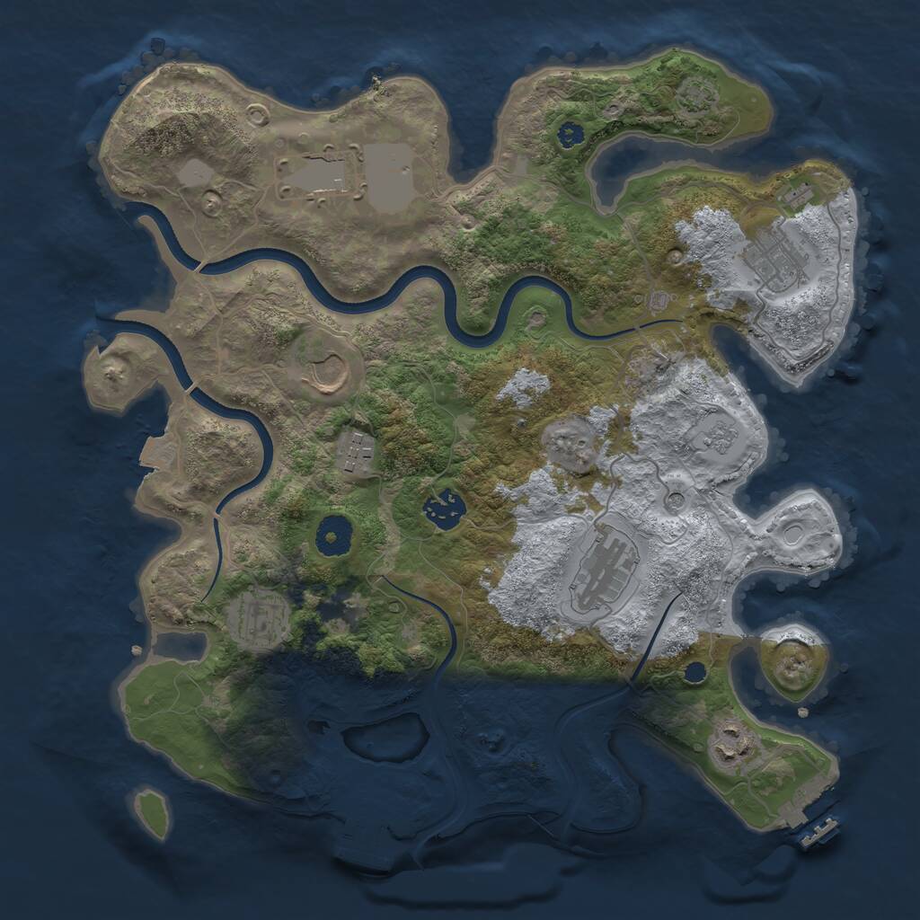 Rust Map: Procedural Map, Size: 3500, Seed: 90922189, 14 Monuments