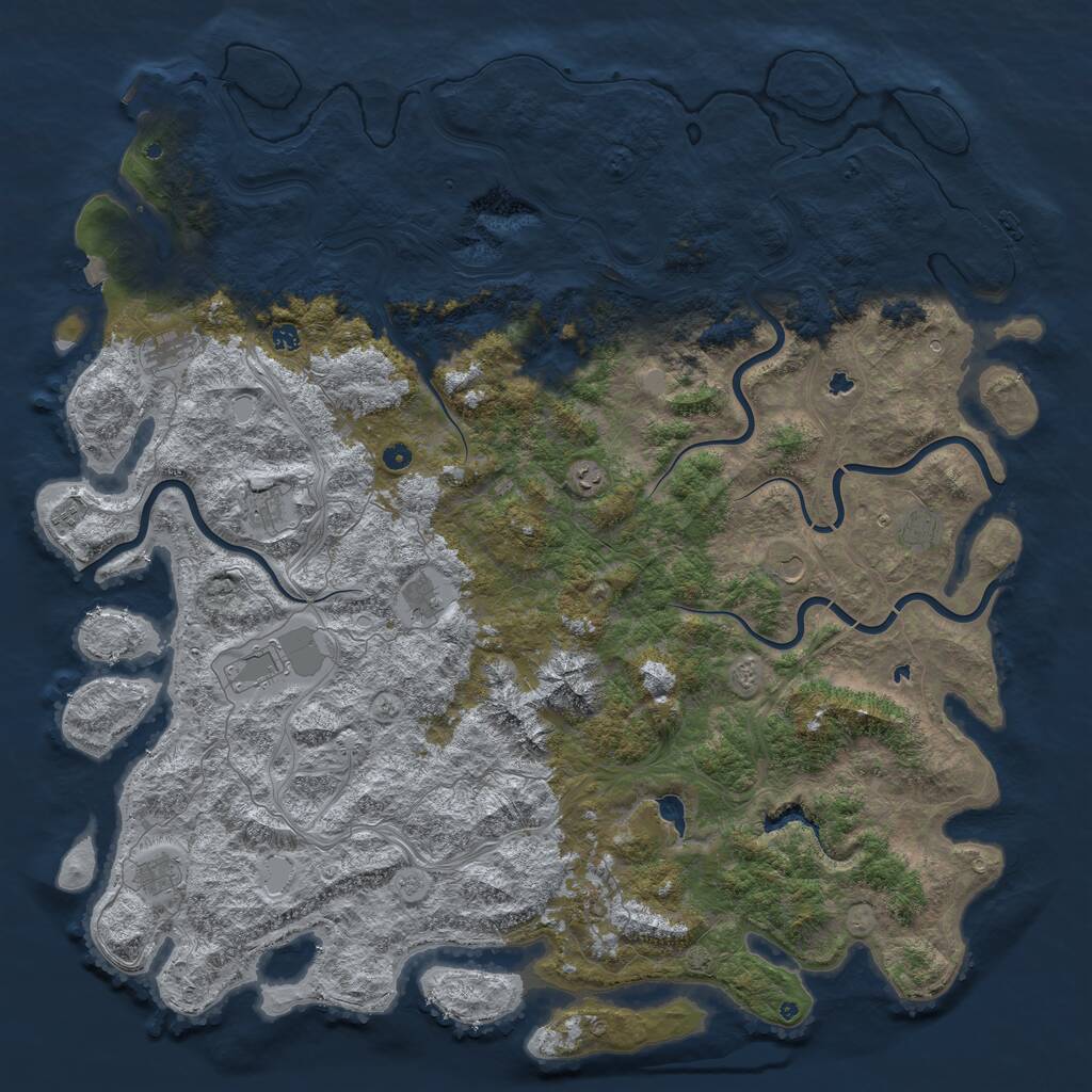 Rust Map: Procedural Map, Size: 6000, Seed: 46123465, 17 Monuments