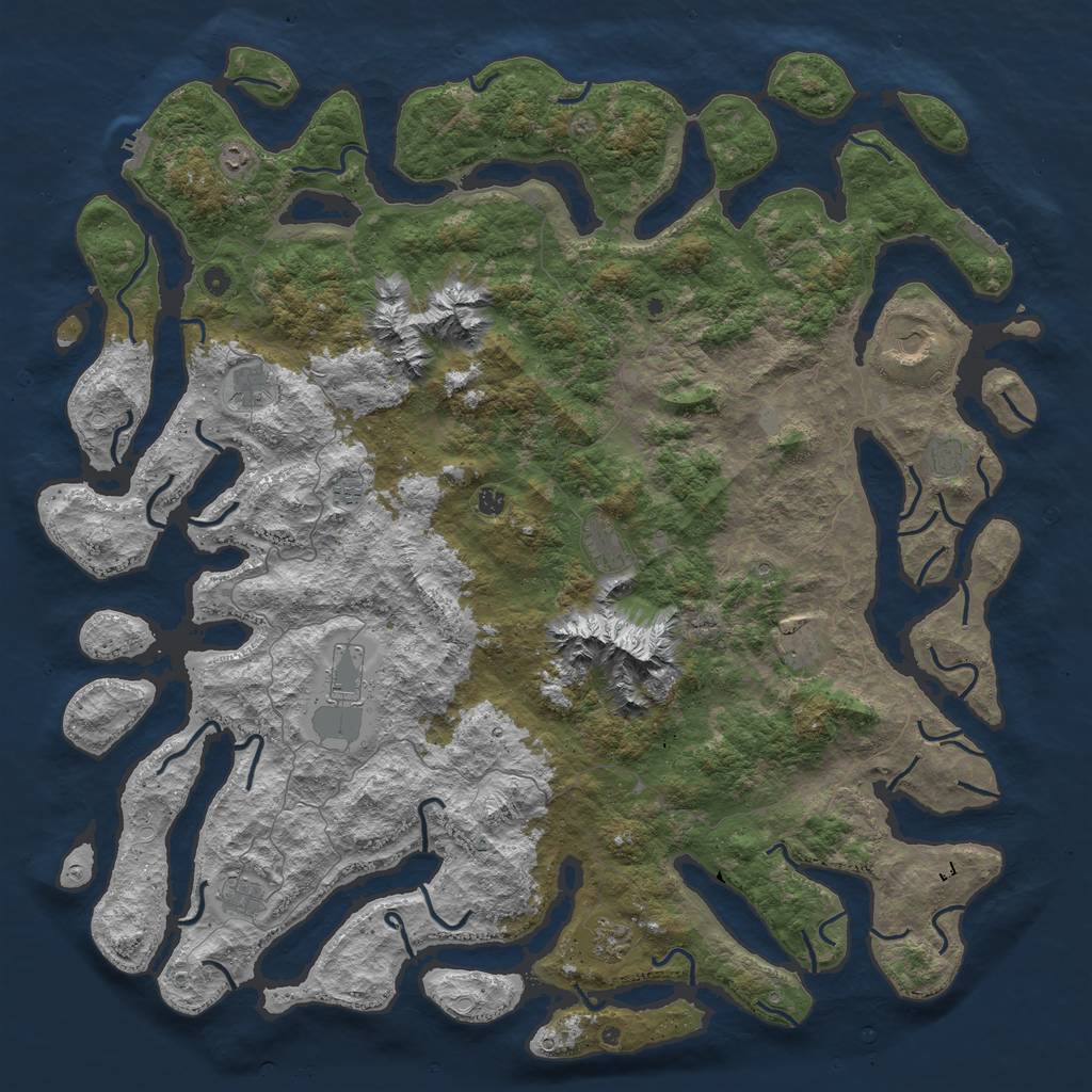 Rust Map: Procedural Map, Size: 6000, Seed: 46123465, 19 Monuments