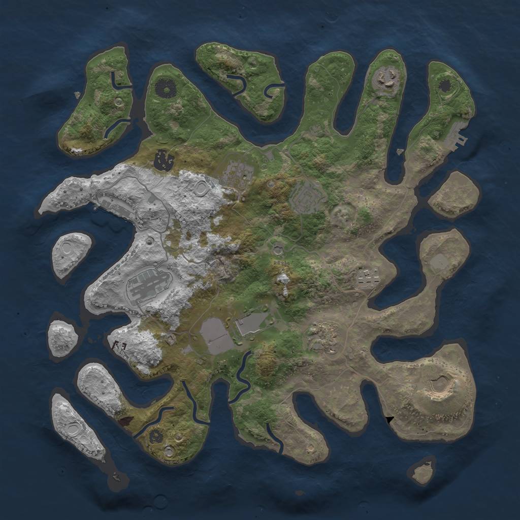 Rust Map: Procedural Map, Size: 3700, Seed: 632537306, 17 Monuments