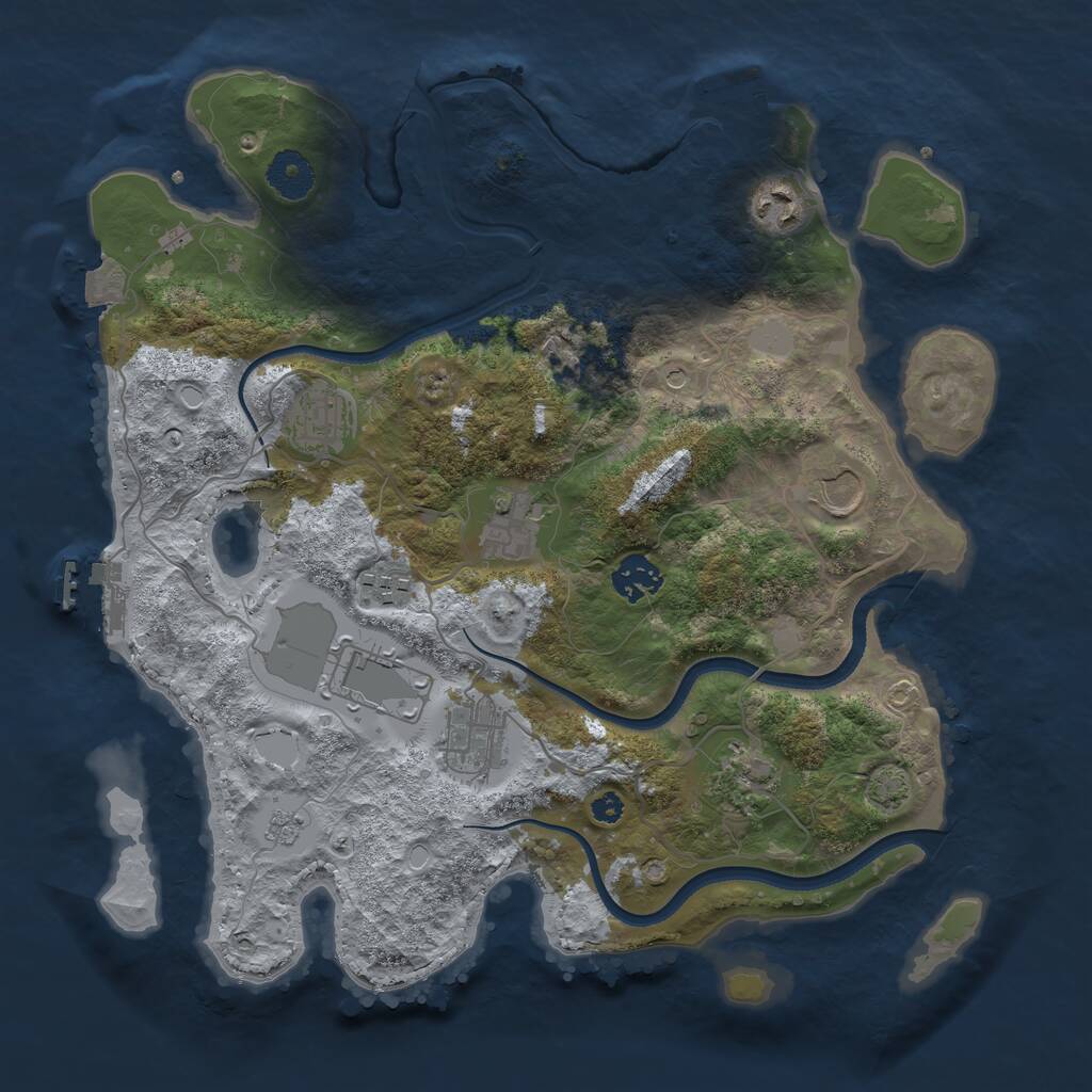Rust Map: Procedural Map, Size: 3500, Seed: 1464607692, 15 Monuments