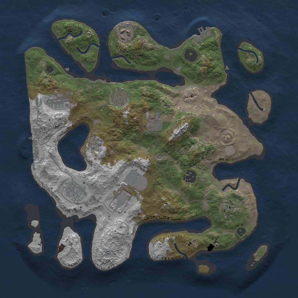 Rust Map: Procedural Map, Size: 3500, Seed: 1464607692, 17 Monuments