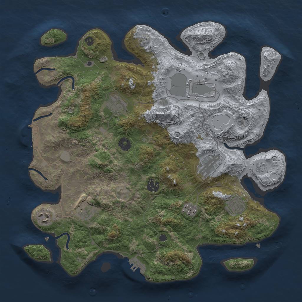 Rust Map: Procedural Map, Size: 3500, Seed: 7863, 15 Monuments