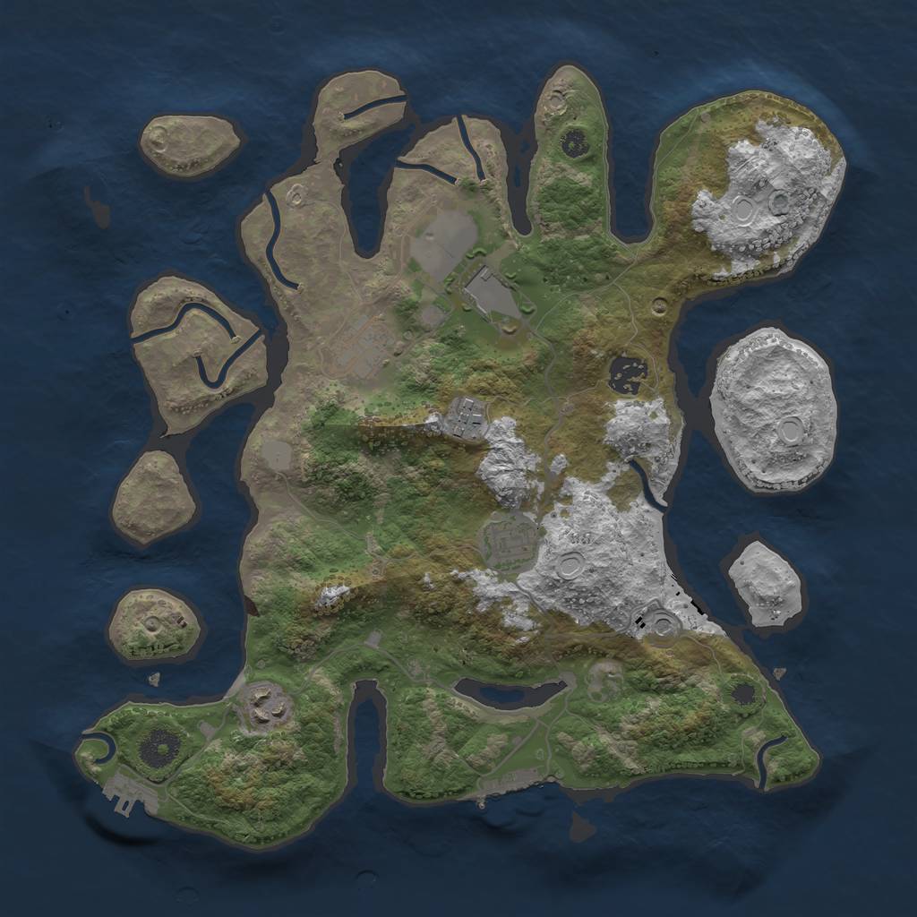 Rust Map: Procedural Map, Size: 3500, Seed: 34890911, 14 Monuments