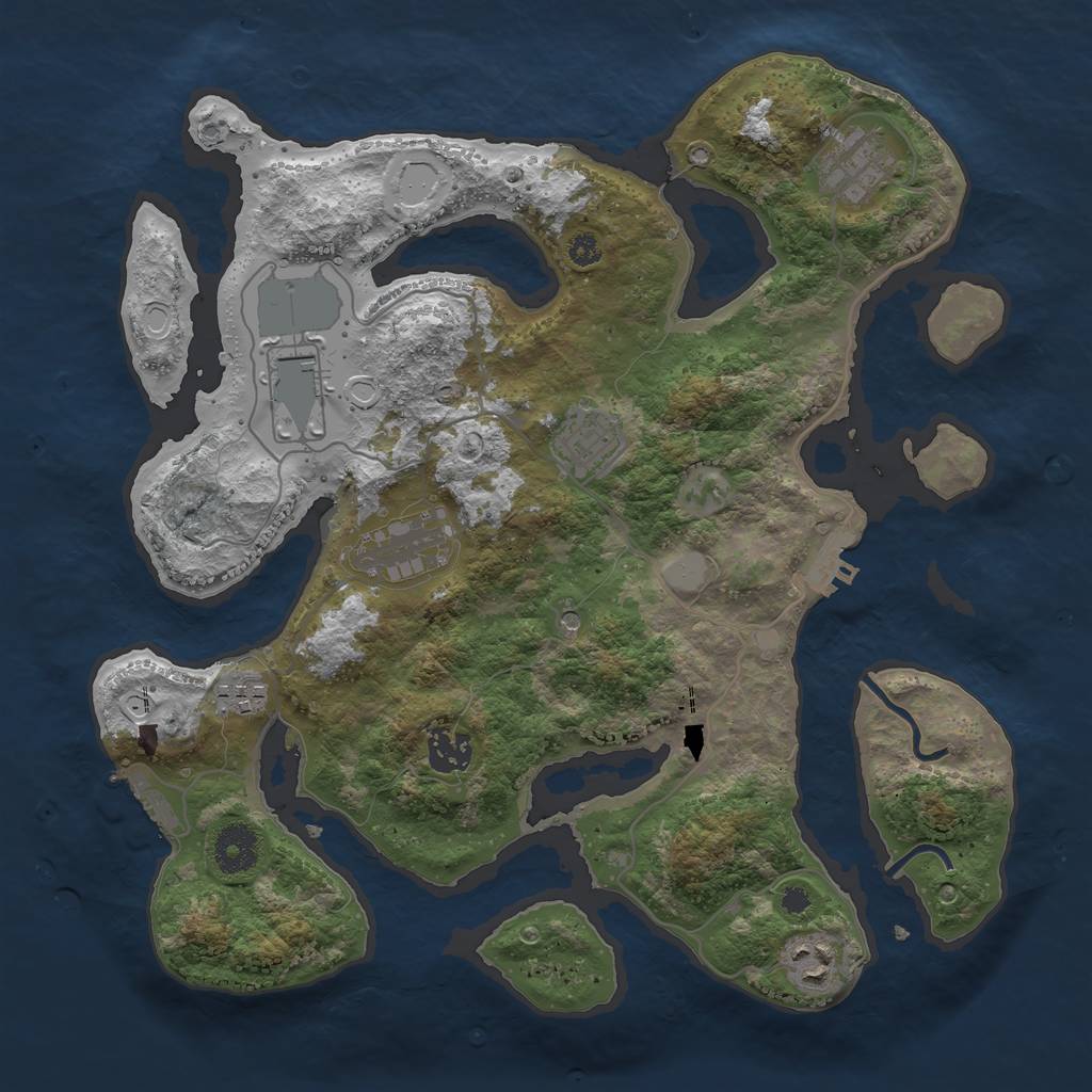 Rust Map: Procedural Map, Size: 3500, Seed: 65689488, 15 Monuments