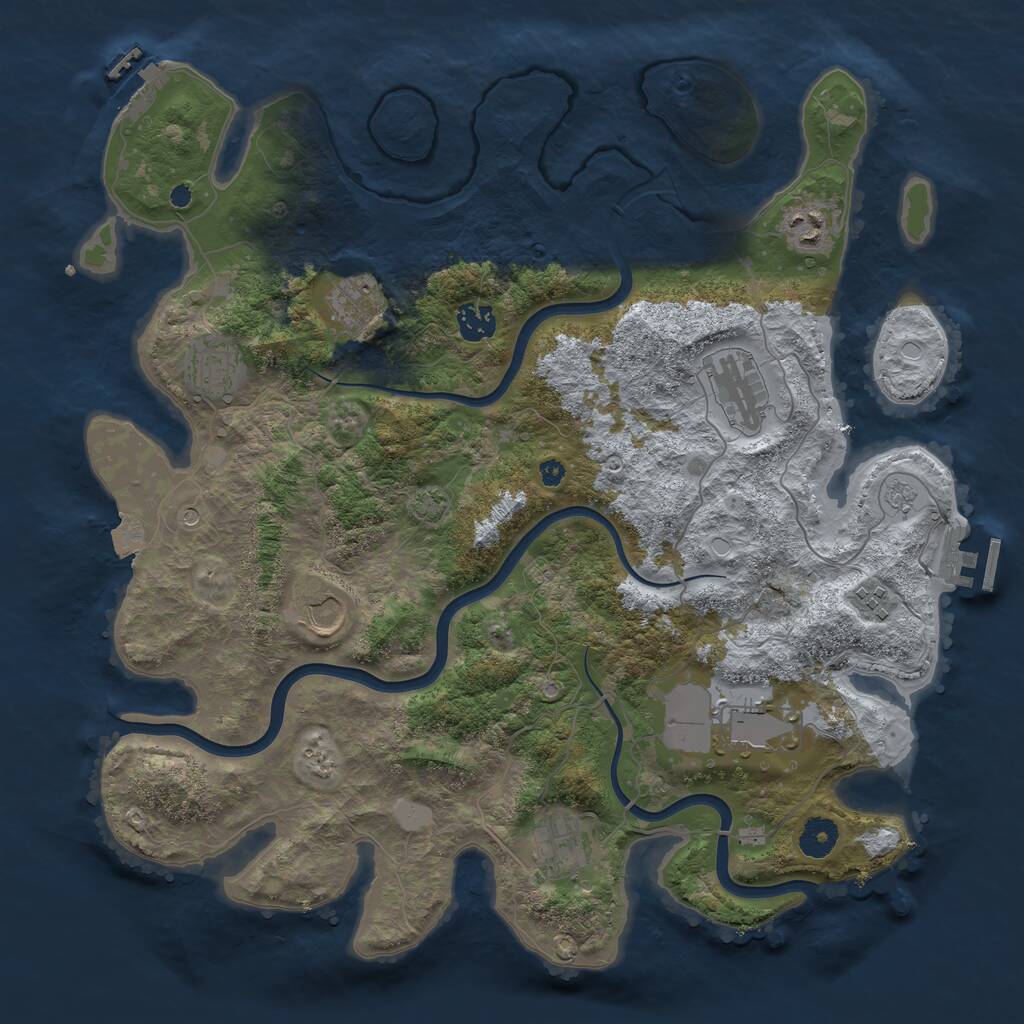 Rust Map: Procedural Map, Size: 3900, Seed: 420, 15 Monuments