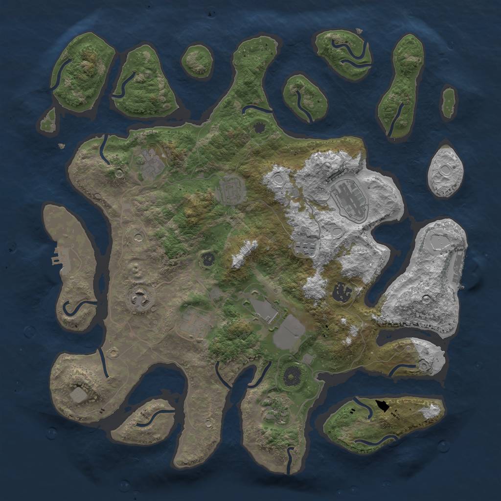 Rust Map: Procedural Map, Size: 3900, Seed: 420, 17 Monuments